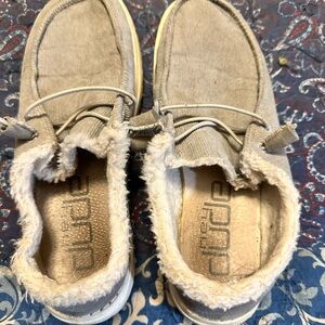 Women’s Hey Dude’s gray with fur slip on shoes